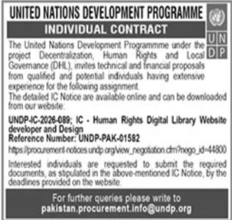 United Nations Development Programme UNDP Islamabad Jobs 2026