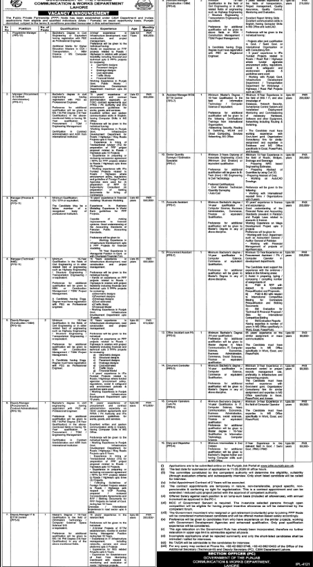 Communication And Works Department Lahore Jobs 2026