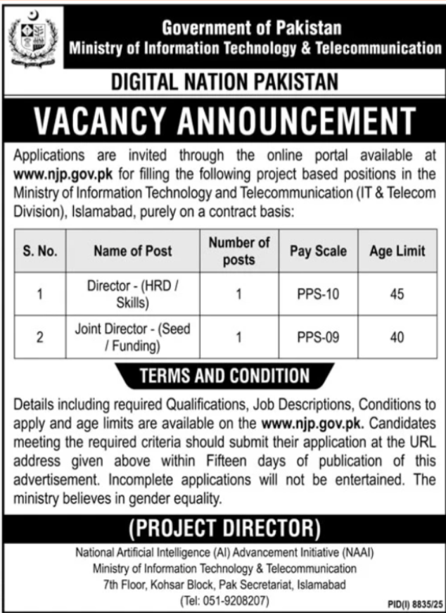 Ministry Of Information Technology And Telecommunication Jobs 2026