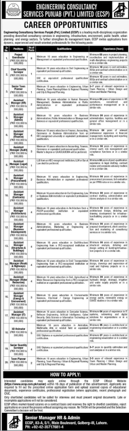 Engineering Consultancy Services Punjab ECSP Lahore Jobs 2026