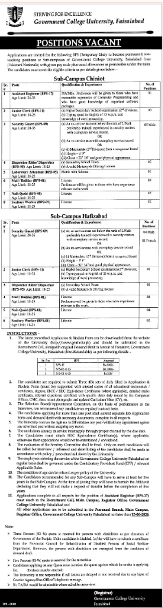 Government College University Faisalabad Apply Jobs 2026