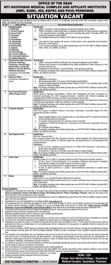 Hayatabad Medical Complex Peshawar Jobs 2026