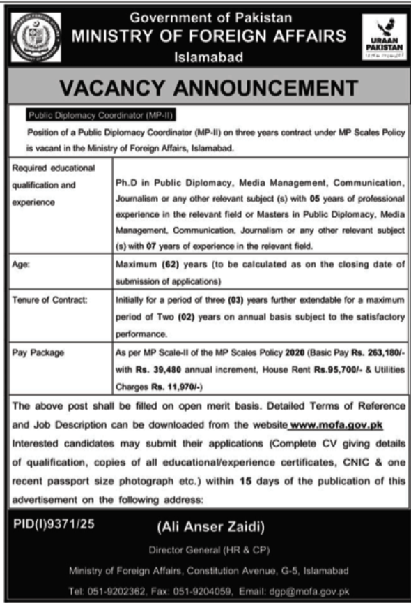 Ministry Of Foreign Affairs MOFA Apply Jobs 2026